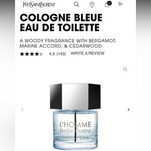NWT YSL Bleue Men’s Cologne